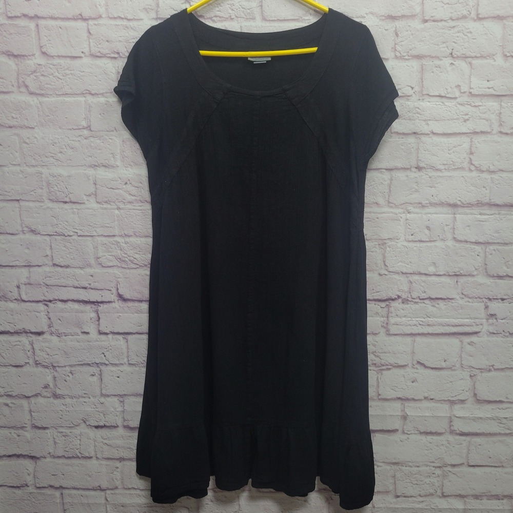 Eucalyptus Black Pintuck Mini Dress Size L Guatemala Dark Cottage Fairy Goth